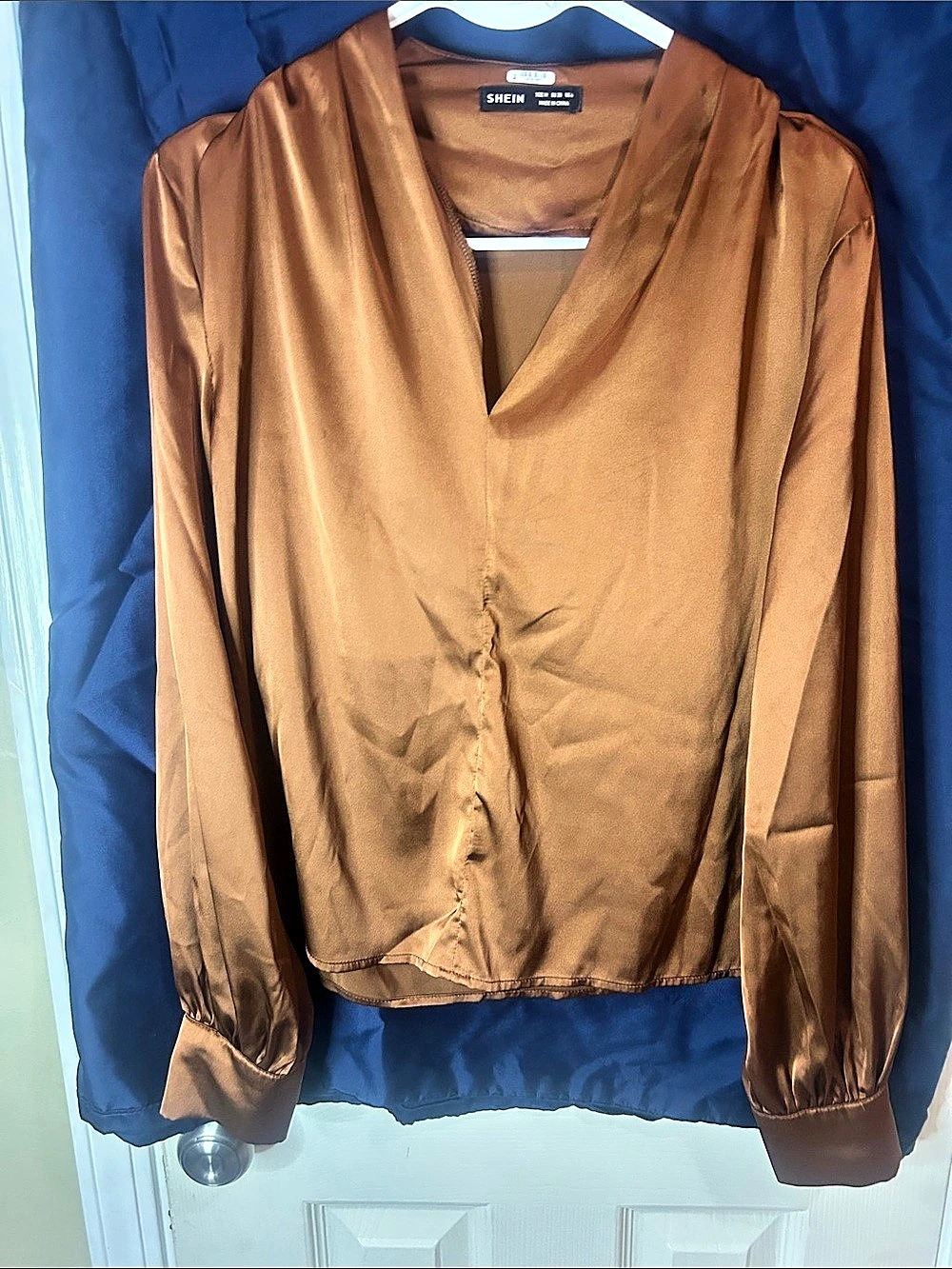 SHEIN Long Sleeve Blouse in Brown Size Medium Like New